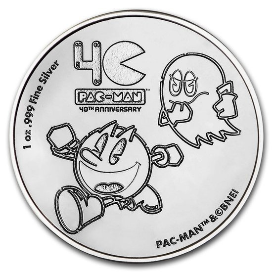 Niue: 40. rocznica powstania gry PAC-MAN 1 uncja Srebra 2020 Slab