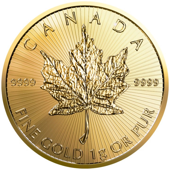 Hoja de Arce Canadiense 1 gramo Oro 2023