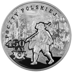 450 ans de la Poste polonaise, 10 zł coloré, argent 2008 Proof