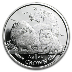 Ostrov Man Série kočky: Chinchilla 1 unce stříbra 2009 Proof