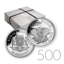 African Wildlife: Somalia Elephant 1 oz Silver 2021 Investment Sets 500 Pc.