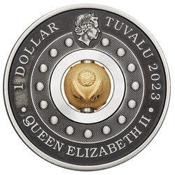 Tuvalu: Lunar III - Anno del Coniglio 1 oncia d'argento 2023 Rotating Charm Antiqued Coin