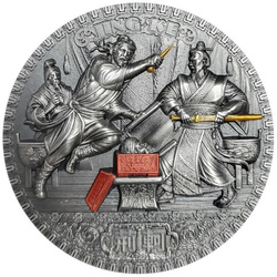 Niue : Famous Assassinations - Jing Ke coloré, plaqué or 2 onces d'argent 2022 High Relief Antiqued Coin