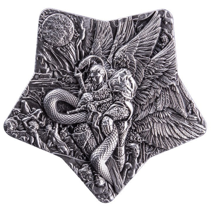 Lucifer 2 uncje Srebra 2023 Stackable High Relief Antiqued