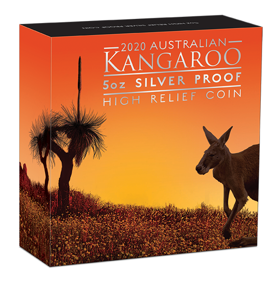 Canguro Australiano 5 oz Plata 2020 Proof Alto Relieve