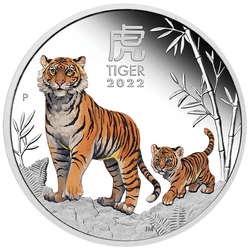 Lunar III: A tigris éve színes 1 uncia ezüst 2022 Proof