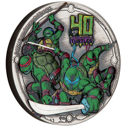 Tuvalu : Teenage Mutant Ninja Turtles - 40e anniversaire colorée 2 onces d'argent 2024 High Relief Antiqued Coin
