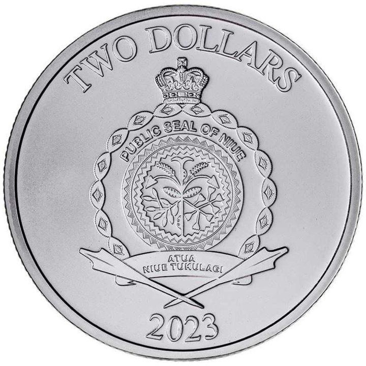 Niue: Verità - Roaring 1 oncia di platino 2023 Reverse Proof