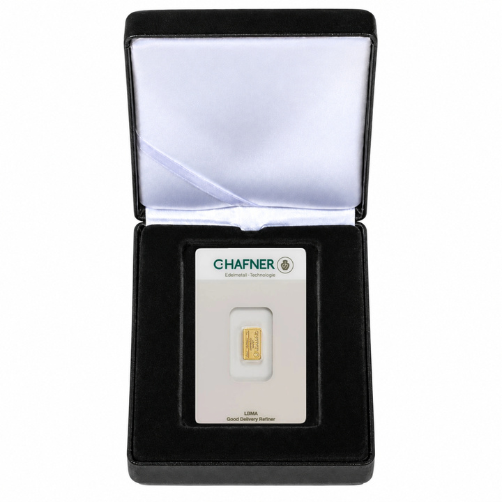 Lingot d’or de 1 g C.Hafner en écrin – coffret cadeau