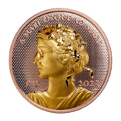 Kanada: Mírový dolar 1 unce zlata 2023 Proof Ultra High Relief Plated Coin