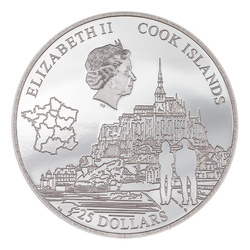 Islas Cook: Mont-Saint-Michel coloreado 5 oz Plata 2023 Proof Ultra Alto Relieve