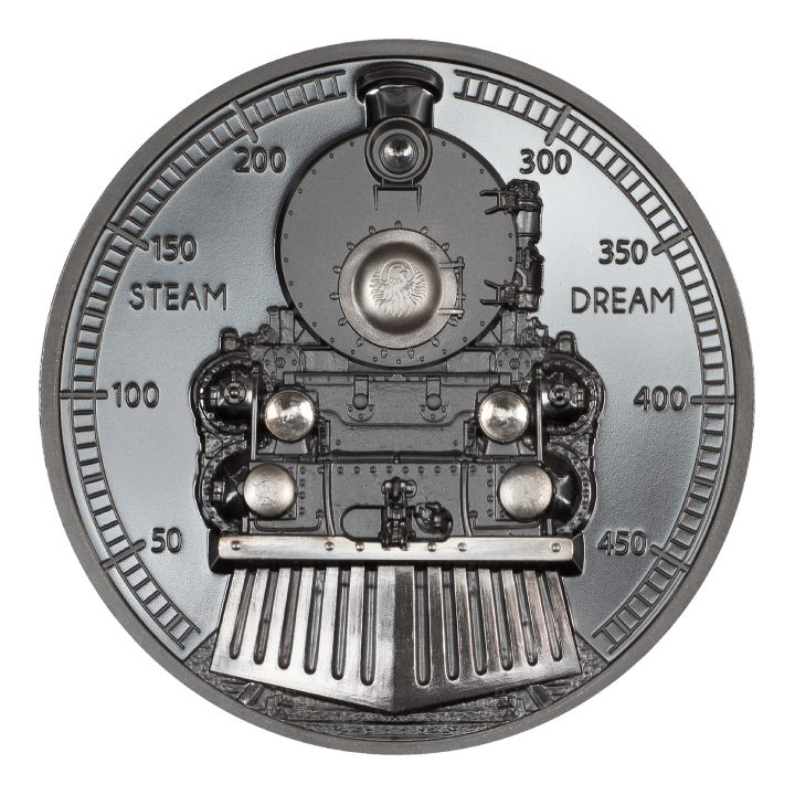 Cook Islands: Train - Steam Dream 2 uncje Srebra 2023 Black Proof High Relief 