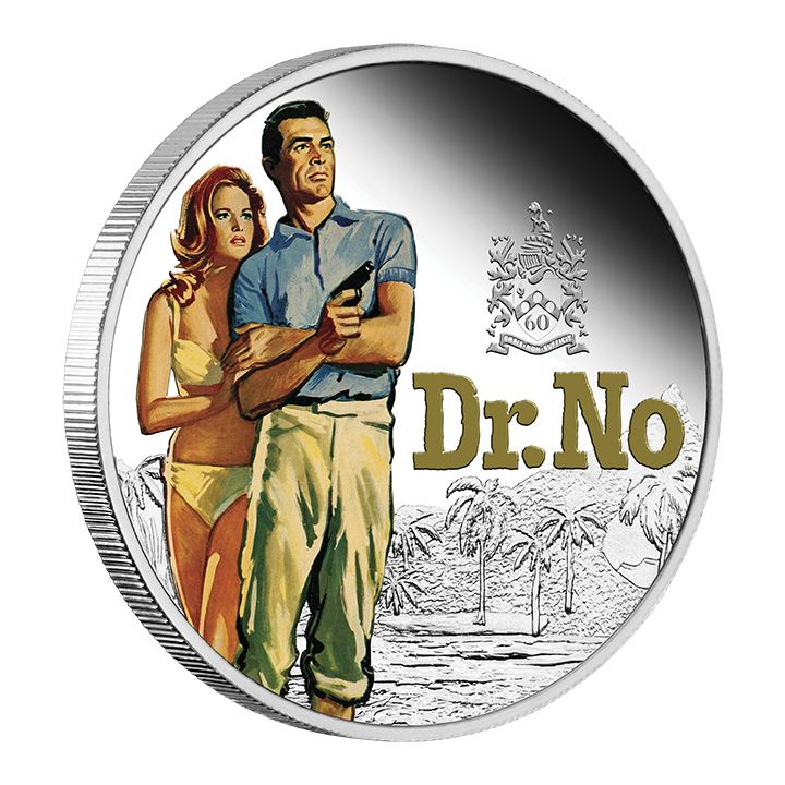 Tuvalu: James Bond - Dr. No coloreada 1 oz Plata 2022 Proof