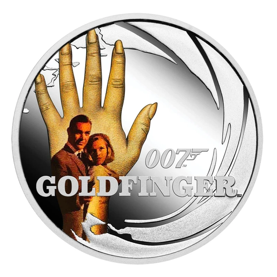 Tuvalu: Goldfinger barevná 1/2 unce stříbra 2021 Proof