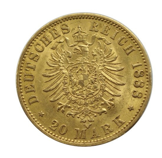 Németország, 20 márka III. Frigyes 1888 A állapot: 2-