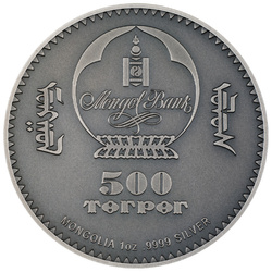 Mongolia: Evolution of Life - Nimravidae 1 oz Silver 2023 Gilded High Relief Antiqued Coin