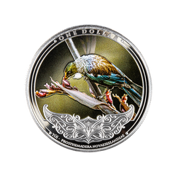 Discover New Zealand: Tui barevná 1 unce stříbra 2021 Proof