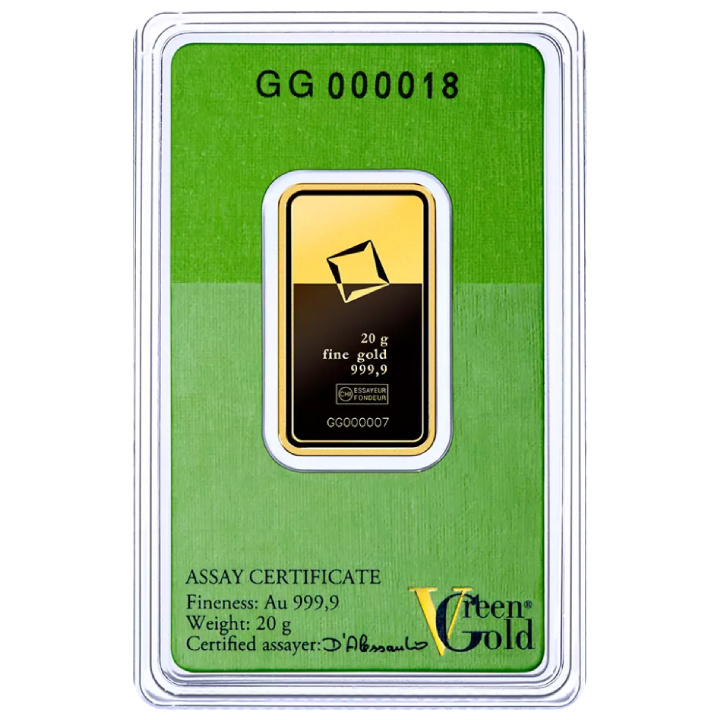 Sztabka Valcambi "Green Gold" 20 gramów Złota