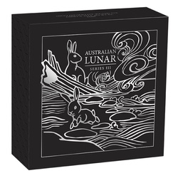 Perth Mint : Lunar III - Année du lapin 2 onces d'argent 2023 Pièce vieillie