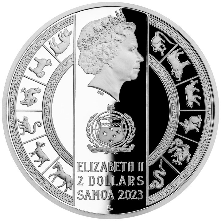 Samoa: Crystal Coin - Year of the Rabbit $2 Silber 2023 Proof
