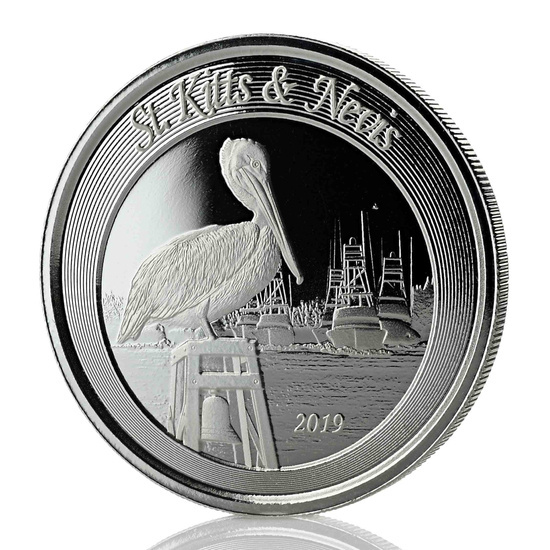 San Cristóbal y Nieves: Pelícano pardo 1 oz Plata 2019