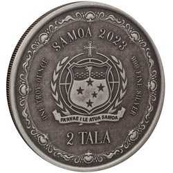 Samoa: Mermaid Mother & Daughter 1 oncia d'argento 2023 Antiqued Coin
