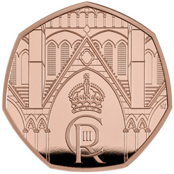 La Coronación de Su Majestad el Rey Carlos III 50p Złoto 2023 Proof