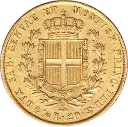 Sardinia 20 Lire - Carlo Alberto Random Year