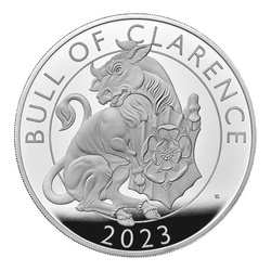 The Royal Tudor Beasts: The Bull of Clarence 10 uncí stříbra 2023 Proof