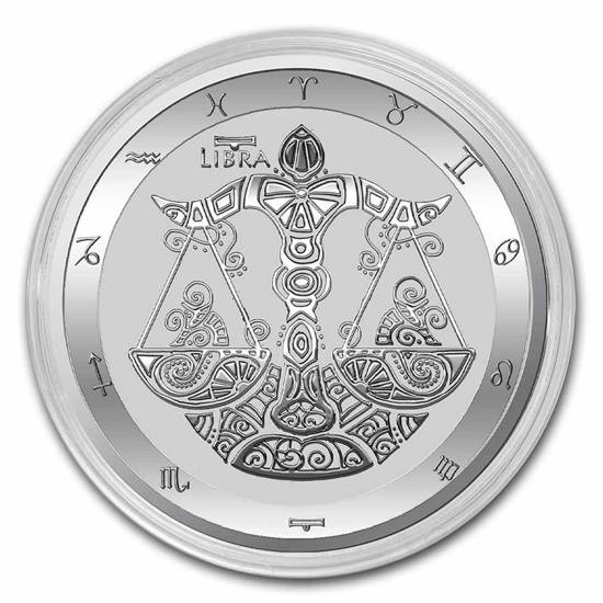 Tokelau: Serie Zodiac - Bilancia 1 oncia d'argento 2022 (Milkspot)