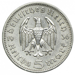 Niemcy Trzecia Rzesza - Paul von Hindenburg 5 reichsmarek Srebro 1935-1936