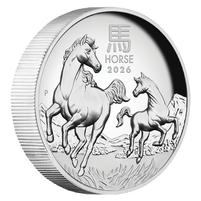 Perth Mint: Lunar III - Rok Koně 1 unce Stříbro 2026 Proof High Relief