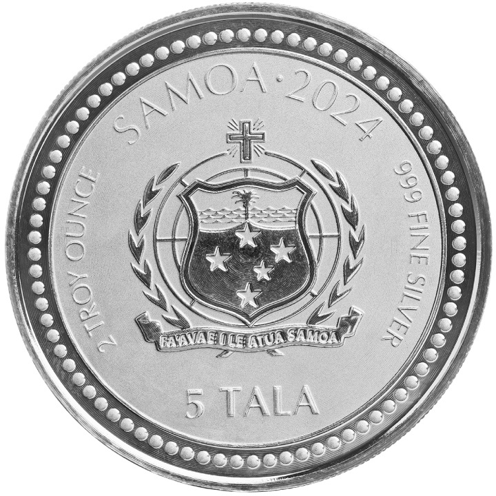 Samoa: Year of the Dragon 2 oz Silver 2024 Prooflike Coin