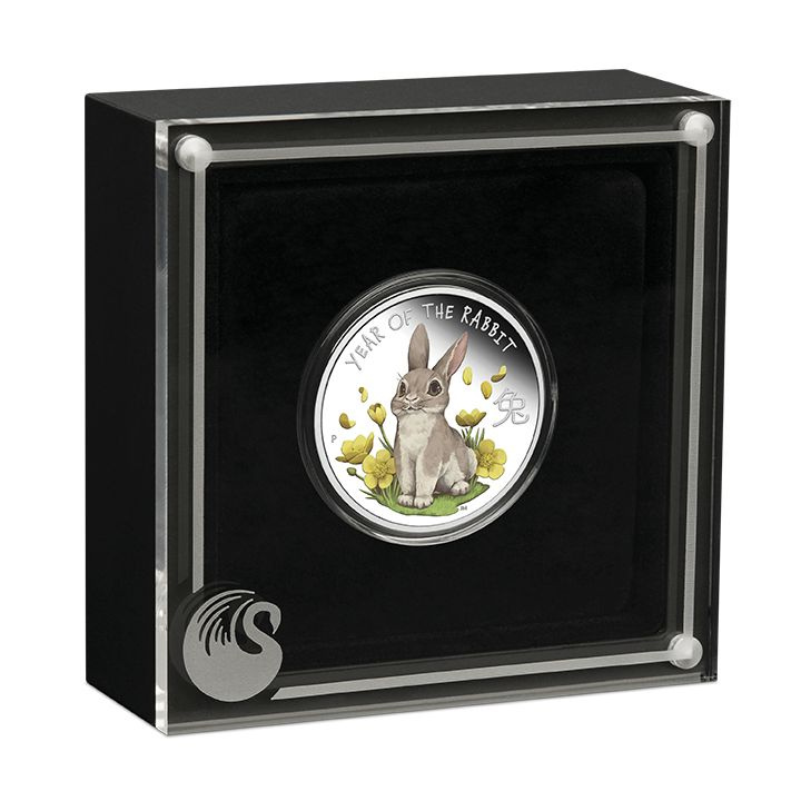Tuvalu: Baby Rabbit coloured 1/2 oz Silver 2023 Proof