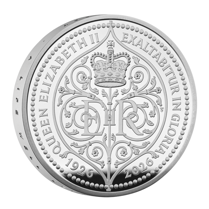 Stříbrná mince 100. výročí narození královny Alžběty £5 2026 Proof Piedfort