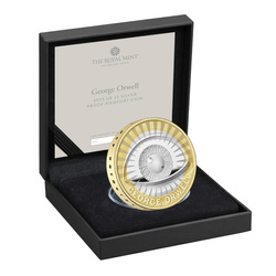 George Orwell £2 pozłacany Srebro 2025 Proof Piedfort