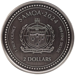 Samoa: Seahorse 1 uncja Srebra 2024 Antiqued Coin
