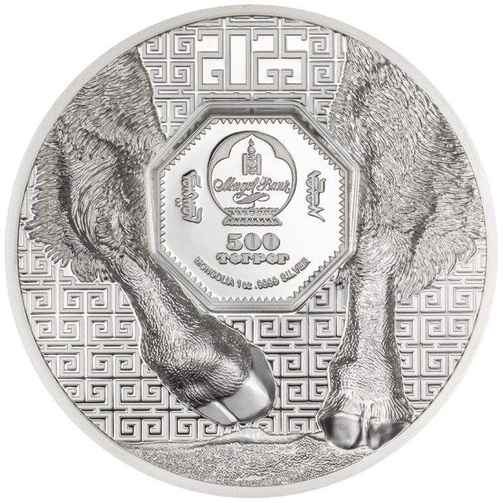 Mongolsko: Zubr - stříbrná mince o hmotnosti 1 oz 2025 proof