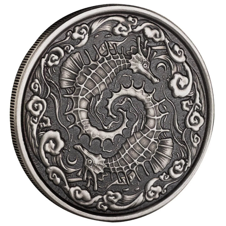 Samoa: Seahorse 1 oz Silber 2024 Antiqued Coin