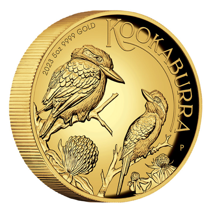 Kookaburra 5 oz Oro 2023 Proof Alto Relieve