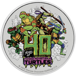 Tuvalu: Teenage Mutant Ninja Turtles - 40° anniversario colorato 1 oncia d'argento 2024 (moneta in cartoncino)