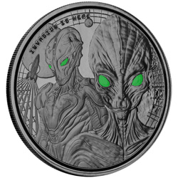 Ghana: Alien kolorowany 1 uncja Srebra 2023 Black Rhodium Proof