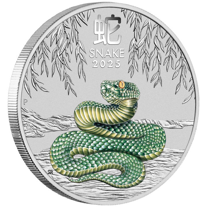 Perth Mint: Lunar III - Rok Węża kolorowany 1 uncja Srebra 2025 (Melbourne Money Expo Anda Special)