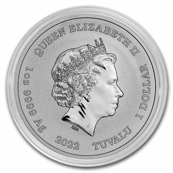 Tuvalu: Bandera Negra - El Sol Naciente 1 oz Plata 2022