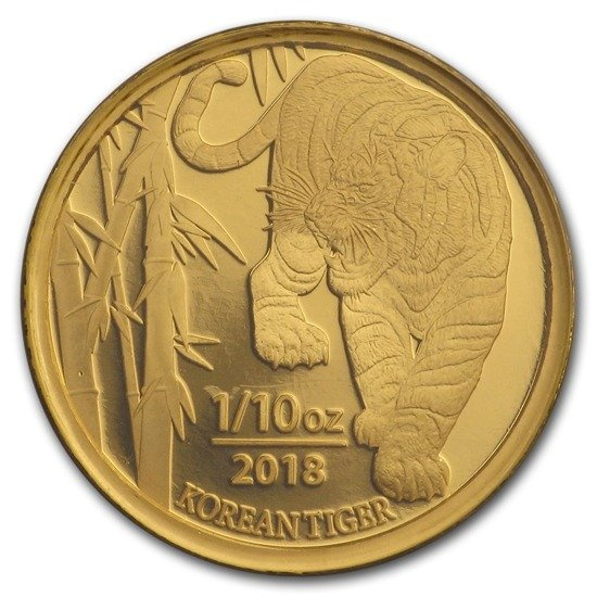 Koreański Tygrys 1/10 uncji Złota 2018 Certipack