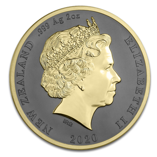 Kiwi (gold and ruthenium) 2 oz Silver 2020 High Relief