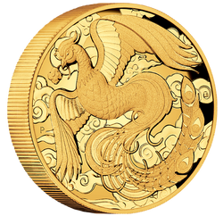 Mitos y Leyendas Chinas: Fénix 2 oz Oro 2022 Alto Relieve Proof