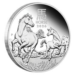 Perth Mint: Lunar III - Jahr des Pferdes: Set aus 3 Münzen coloriert/vergoldet Silber 2026 Proof