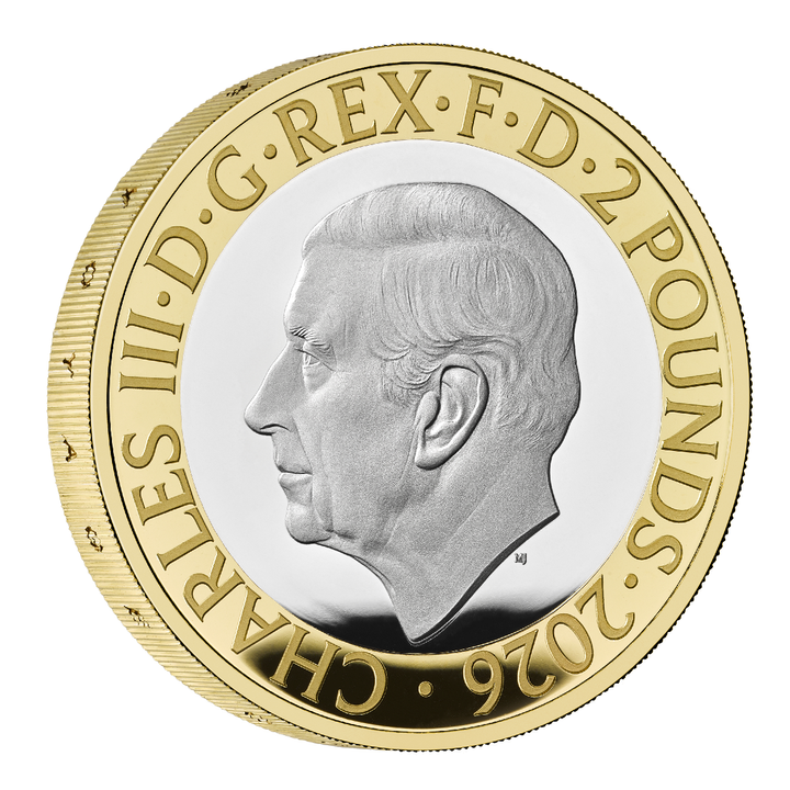 Monedă din argint HMS Beagle 2 lire aurită 2026 Proof Piedfort