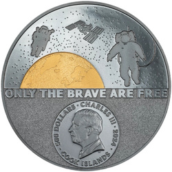 Cook Islands: Real Heroes - Astronaut 5 uncji Złota 2024 Black Proof
